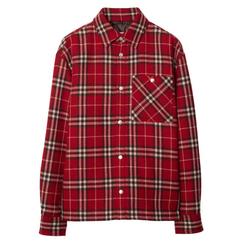 Burberry Check Wool Flannel Overshirt, Size X-Small 8102889