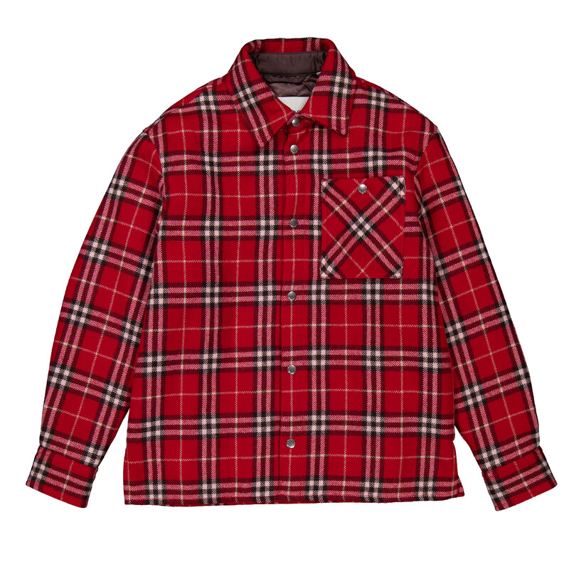 Burberry Check Wool Flannel Overshirt, Size X-Small 8102889