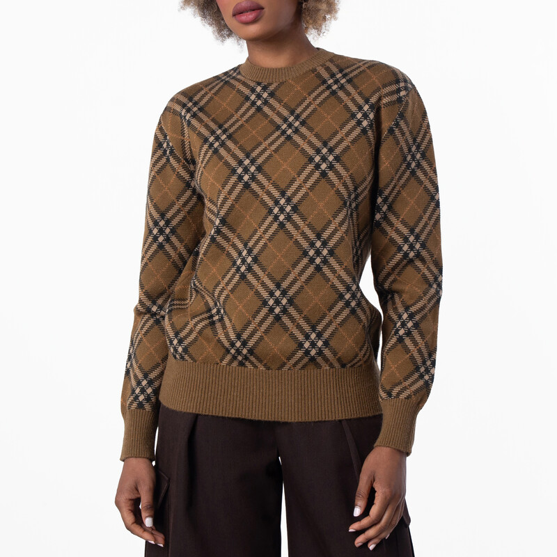 Burberry Check Wool Mohair Blend Sweater, Size Medium 8099622