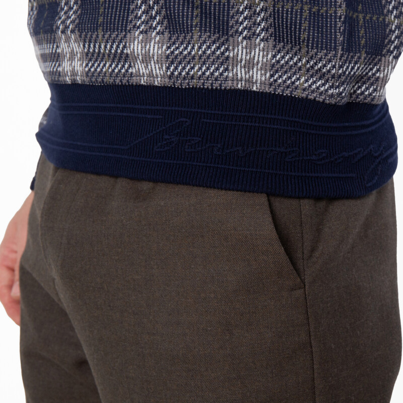 Burberry Checked Cotton-Blend Sweater, Size Small 8101753