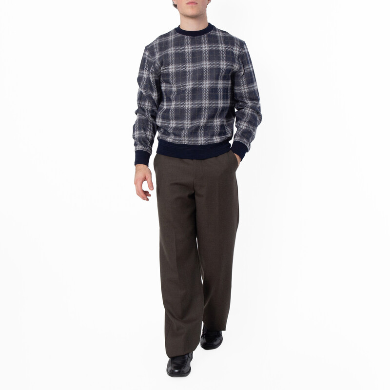 Burberry Checked Cotton-Blend Sweater, Size Small 8101753