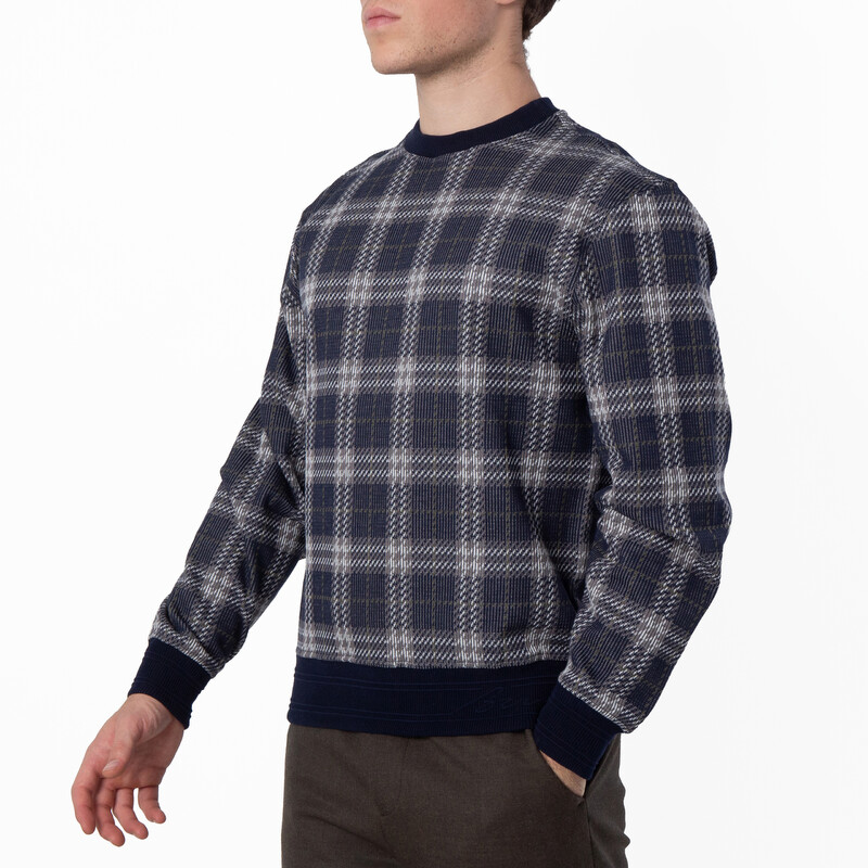 Burberry Checked Cotton-Blend Sweater, Size Small 8101753