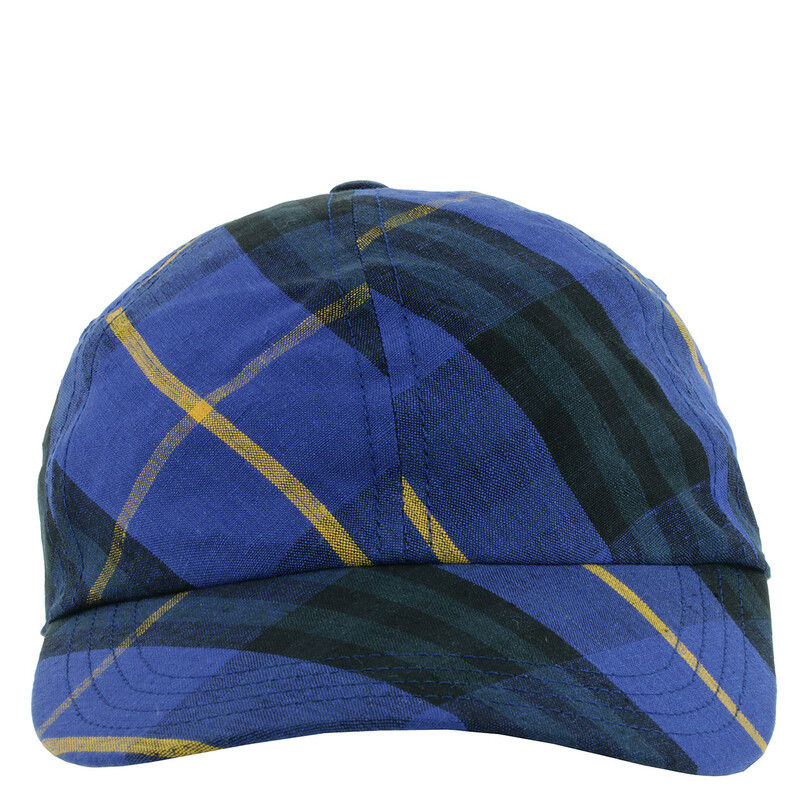 Burberry Checker Linen Baseball Cap, Size Small 8090360