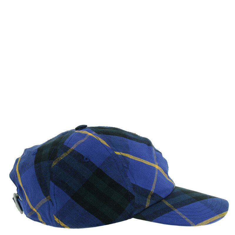 Burberry Checker Linen Baseball Cap, Size Small 8090360