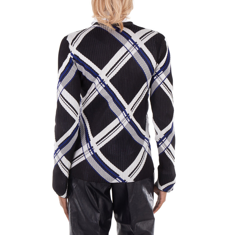 Burberry Check-Jacquard V-Neck Silk Cardigan, Size XX-Small