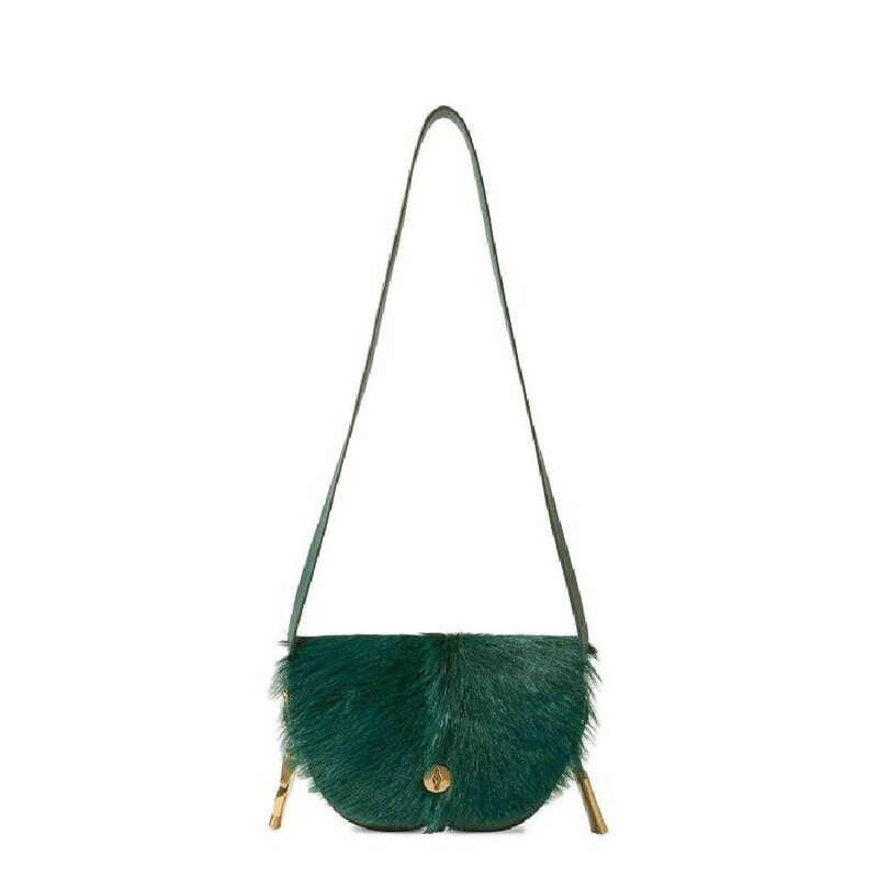 Burberry Chess Satchel Goat-Fur Crossbody Bag 8075509