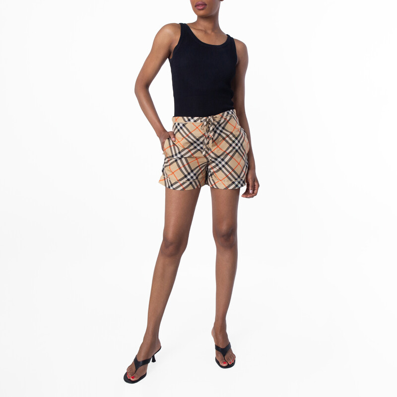 Burberry Classic Check Silk Shorts, Brand Size 6 ( US Size 4