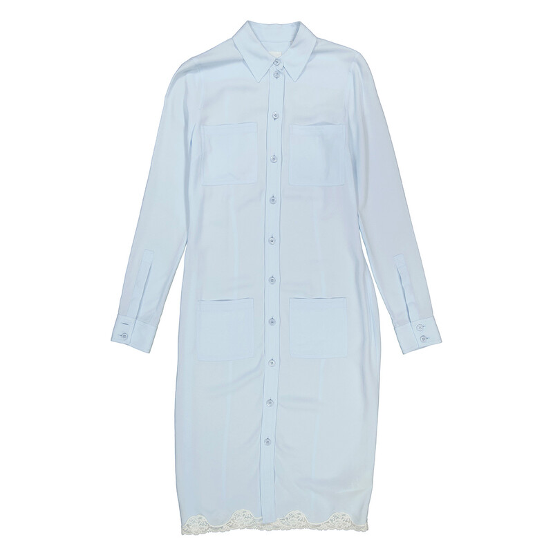burberry shirt dress blue Burberry Classic Collar Lace-Trim Shirt Dress, Brand Size 04 (US Size 2)  8066233 - Clothing