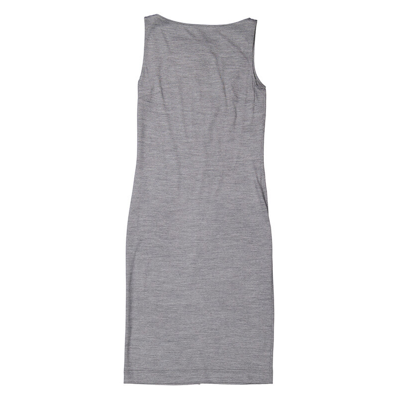Burberry Cloud Grey Merino Wool Sleeveless Dress With Fringed