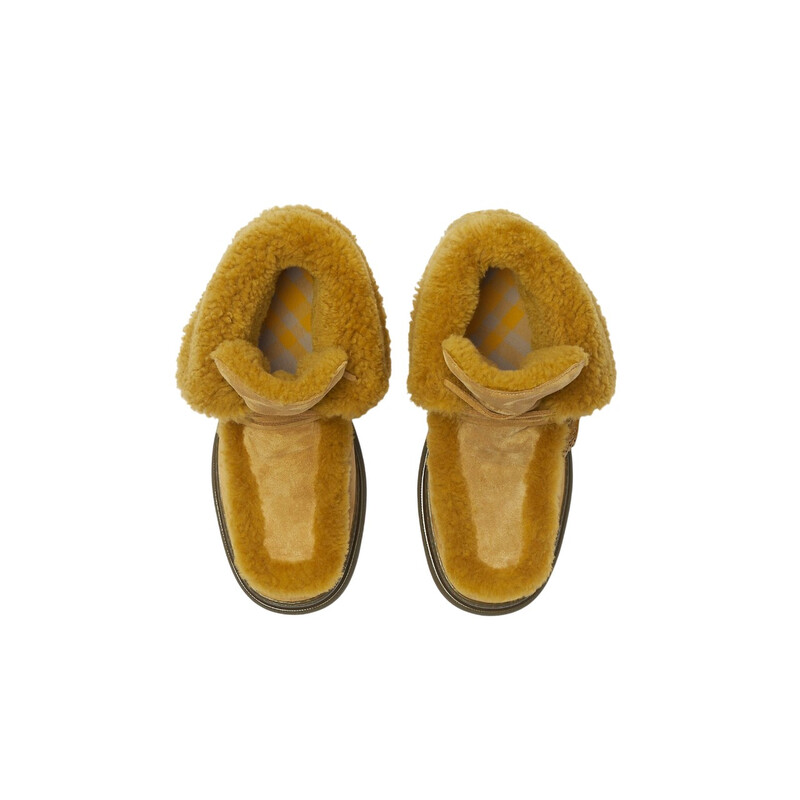 Burberry Creeper Shearling Boots Yellow Mens NIB Burberry Shearling-Trim Suede Creeper | Mercari main image 4