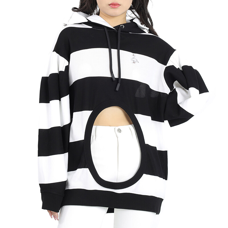 Burberry Cut-out Detail Striped Cotton Hoodie, Size XX-Small