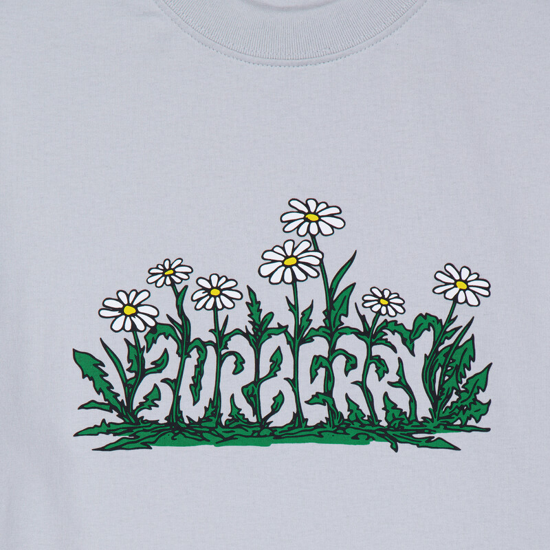 Burberry Daisy Logo Print Cotton T Shirt, Size Medium 8104901