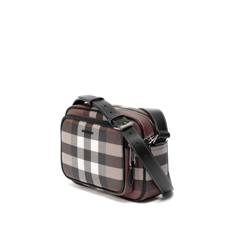 Burberry Dark Birch Brown Check-Print Compact Messenger Bag