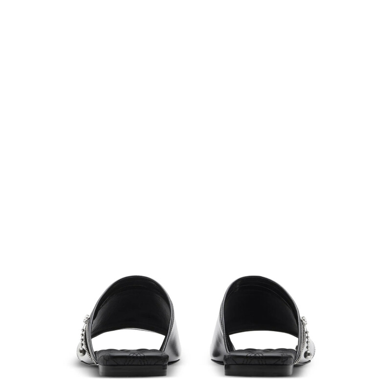 Burberry Decorative-Zip Flat Leather Sandals, Brand Size 35 ( US