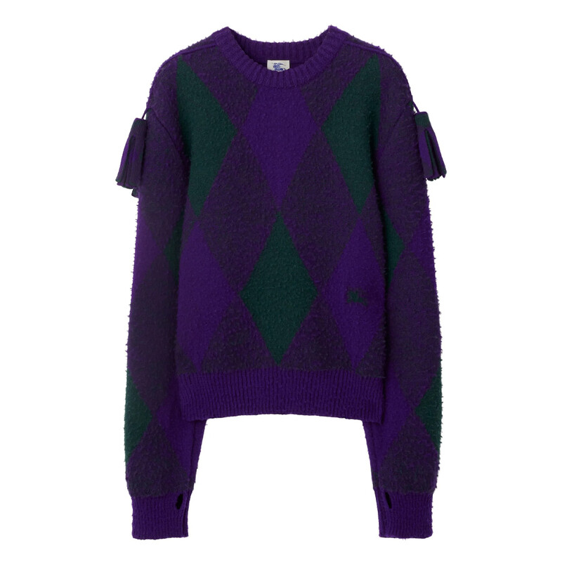 Burberry Diamond-Pattern Wool Jumper, Size Small 8077214