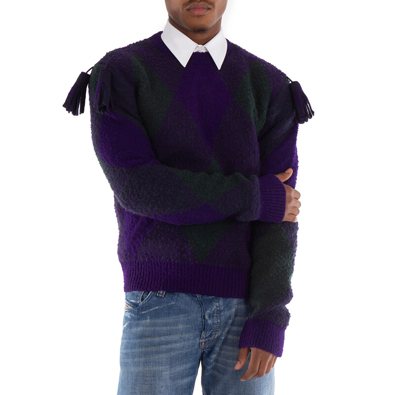 Burberry Diamond-Pattern Wool Jumper, Size Small 8077214
