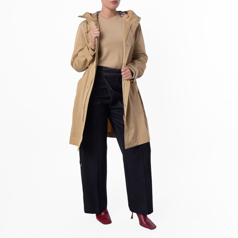 Burberry Drawcord Hood Nylon-Cotton Parka, Size X-Small 8095445