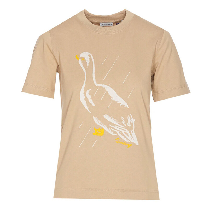 Burberry Duck Printed Crewneck Cotton T-Shirt, Size XX-Small