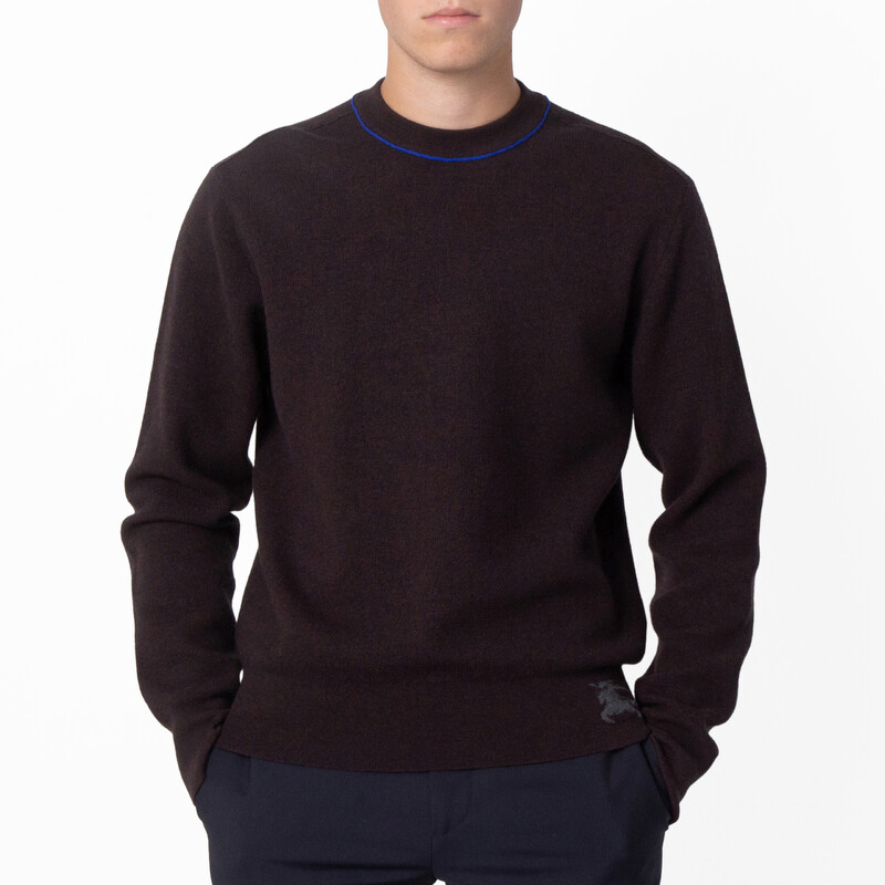 Burberry EKD Embroidered Wool-Blend Sweater, Size Small 8093611