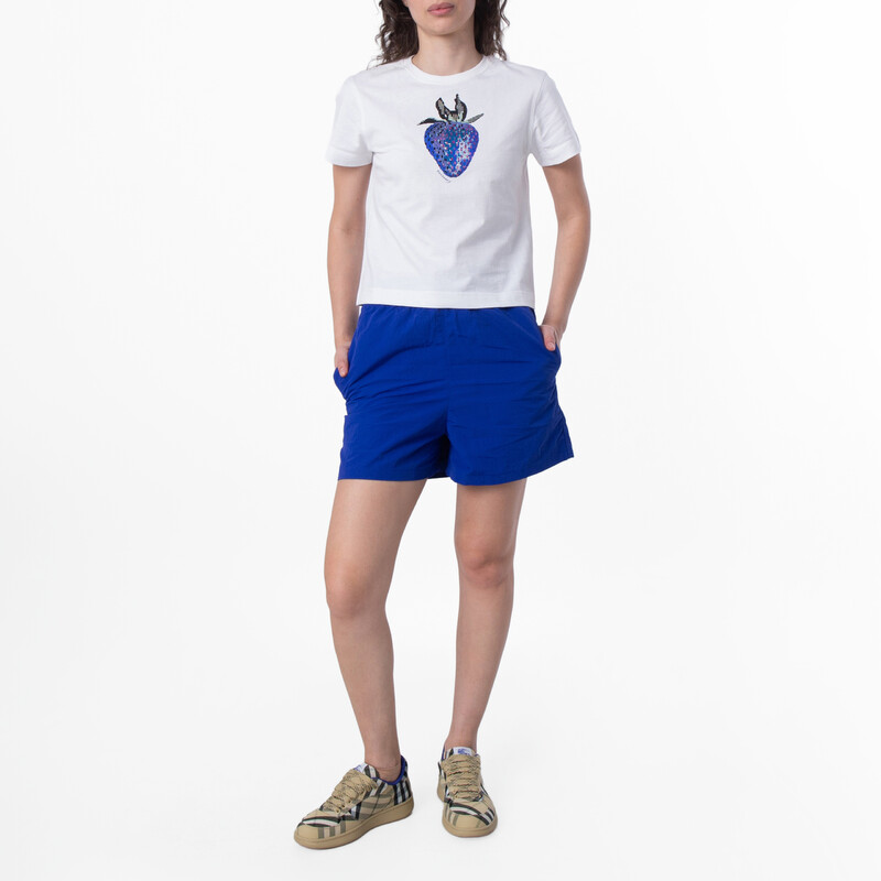 Burberry EKD Logo Print Nyon Shorts, Brand Size 10 ( US Size 8