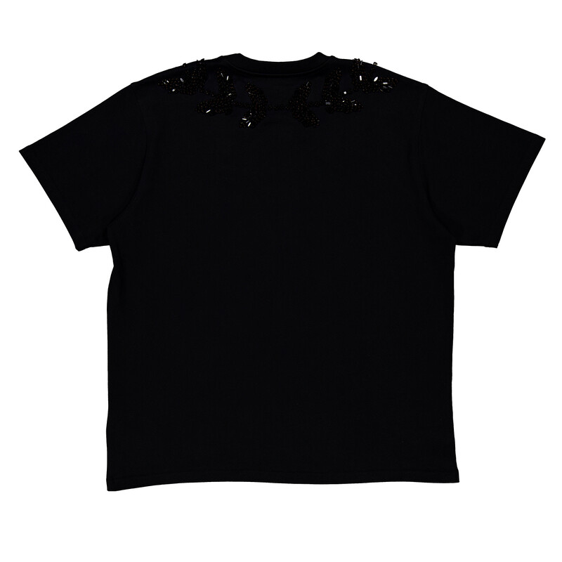 Burberry Embellished Crystal Oak Leaf Crest Cotton T-Shirt, Size X