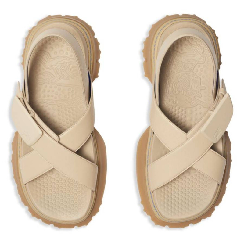 Burberry Equestrian Knight Crossover Leather Sandals, Brand  display picture 2