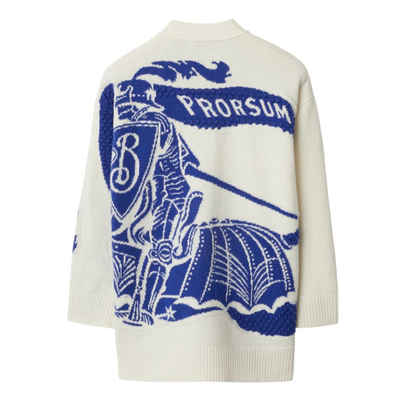 Burberry Equestrian Knight Intarsia-Knit Cardigan, Size 6Y 8081459