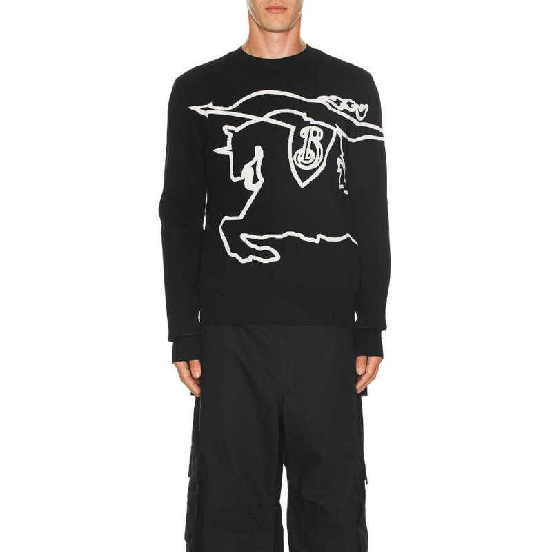 Burberry Equestrian Knight Logo Motif Cotton Sweatshirt, Size
