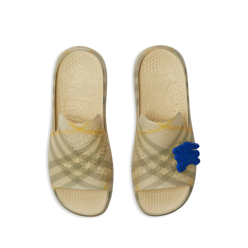 Burberry Equestrian Knight Stingray Check-Pattern Slides, Brand