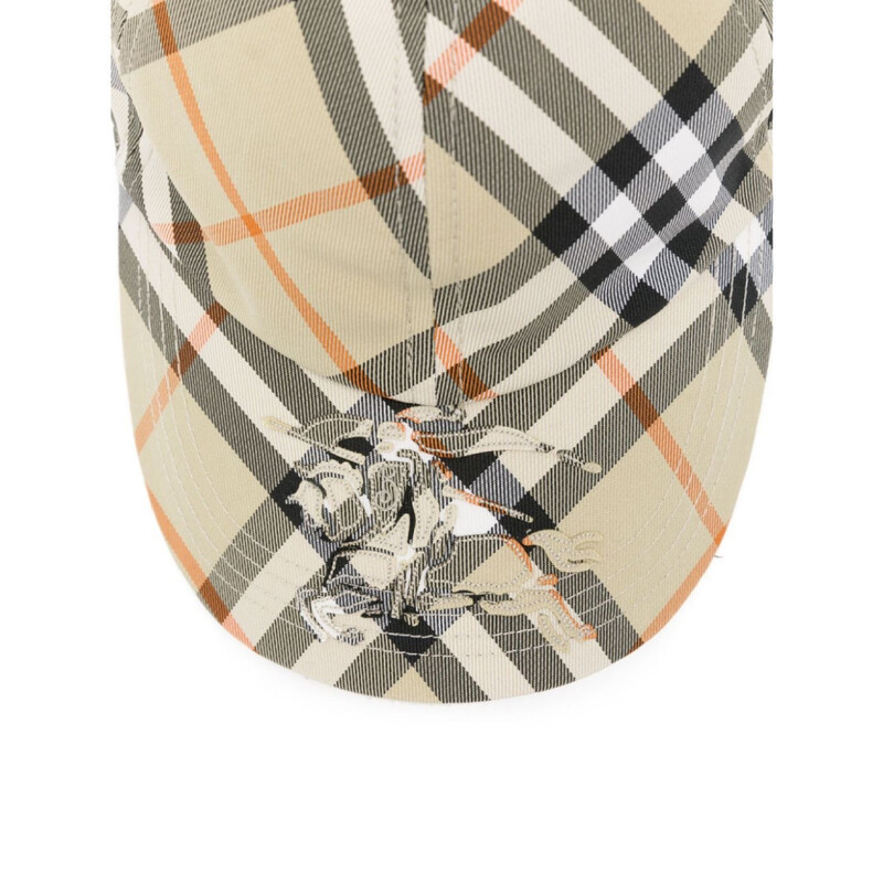 Burberry Equestrian Knight-Applique Checked Baseball Cap, Size