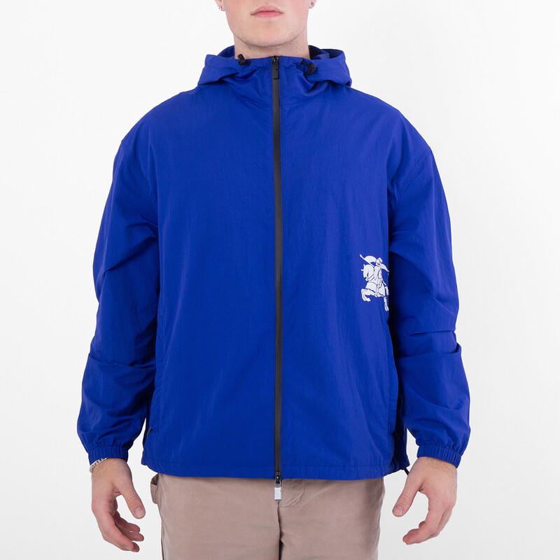 Burberry Equestrian Knight-Applique Hooded Jacket, Size Large