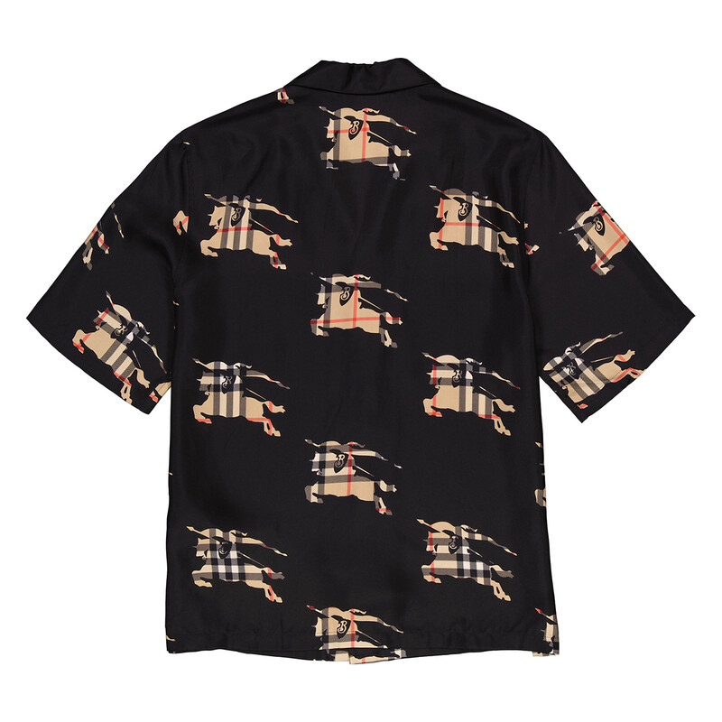 Burberry Equestrian Knight-Print Silk Shirt, Size X-Small 8072723