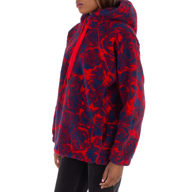 Burberry Floral Pattern Drawstring Hoodie, Size Medium 8079629