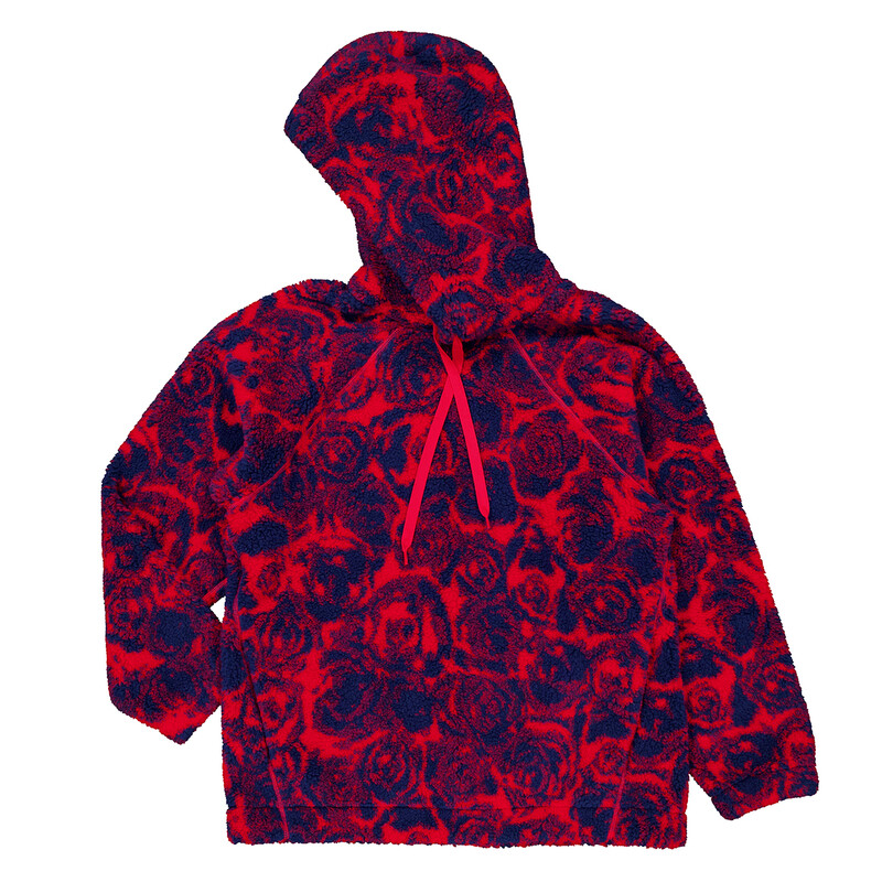 Burberry Floral Pattern Drawstring Hoodie, Size Medium 8079629