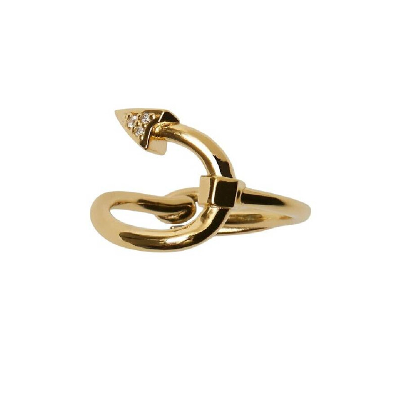 Burberry Gold-plated Hook Pave Ring, Size 57 8079688 - Jewelry