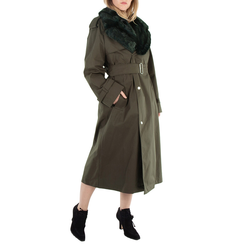 Burberry High Neck Check Print Trench Coat, Brand Size 2 (US Size