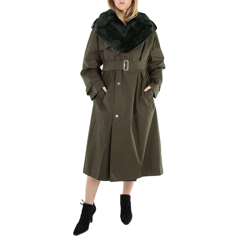 Burberry High Neck Check Print Trench Coat, Brand Size 2 (US Size