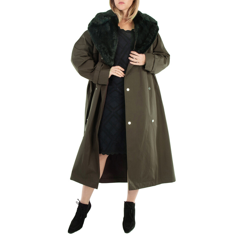 Burberry High Neck Check Print Trench Coat, Brand Size 2 (US Size