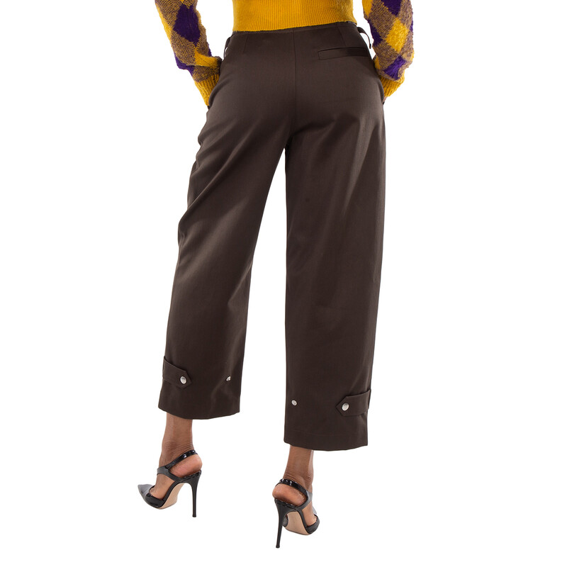 Burberry High-Waist Cropped Cotton Trousers, Brand Size 4 ( US