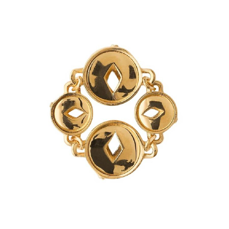 Burberry Hollow Medallion Gold Plated Ring, Size 53 8078956