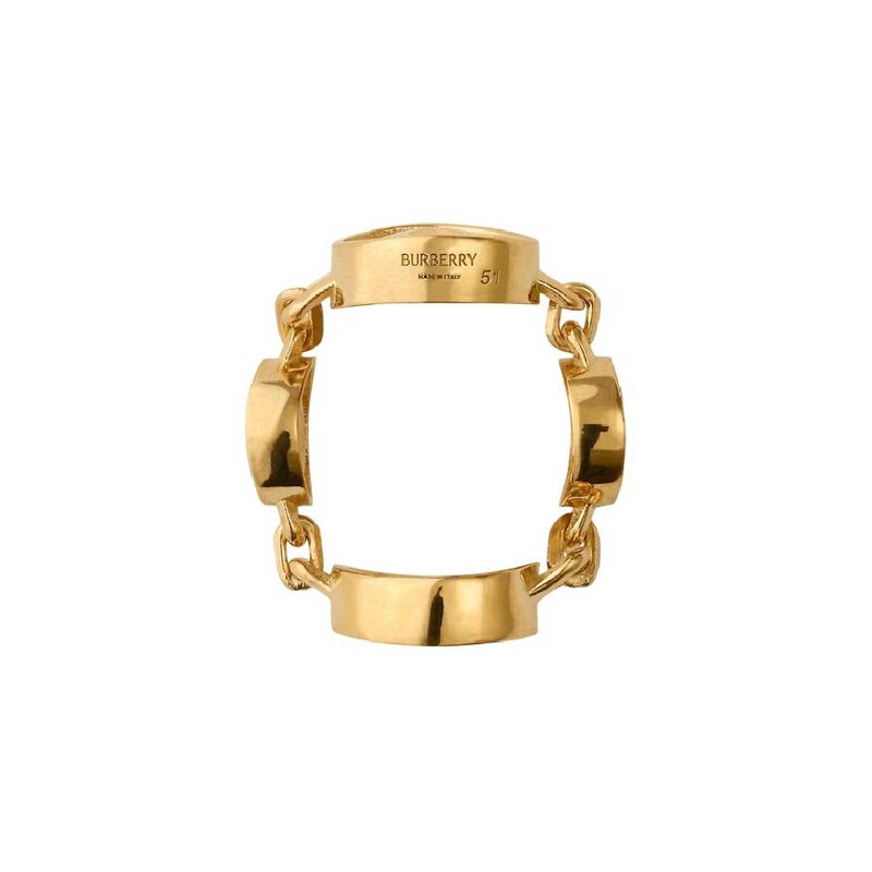 Burberry Hollow Medallion Gold Plated Ring, Size 53 8078956