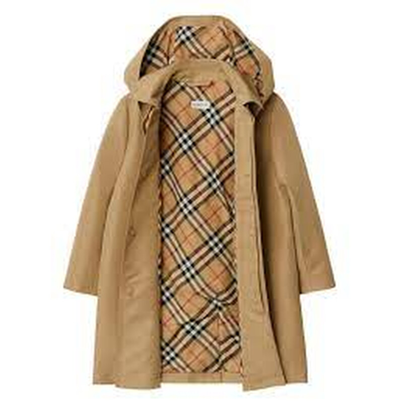 Burberry Boys Hooded Check-Lined Trench Coat, Size 12Y 8078178 Burberry Boys Hooded Check-Lined Trench Coat, Size 12Y 8078178