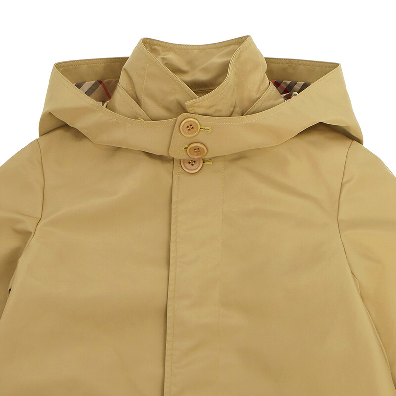 Burberry Boys Hooded Check-Lined Trench Coat, Size 12Y 8078178