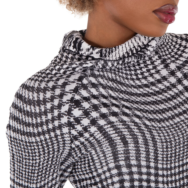 Burberry Warped Houndstooth Wool Blend Dress , Size: XS