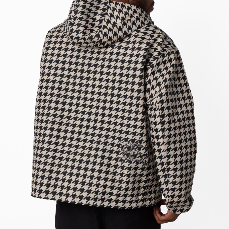 Burberry Houndstooth Relaxed Fit Hooded Jacket, Size XX-Large