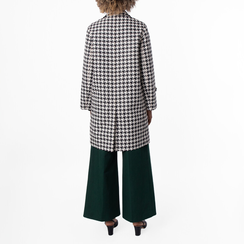 Burberry Houndstooth-Print Twill Car Coat, Brand Size 6 ( US Size