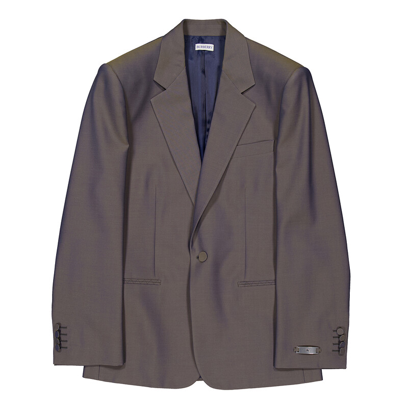 Burberry Iridescent-Effect Wool Blazer, Brand Size 44R (US Size
