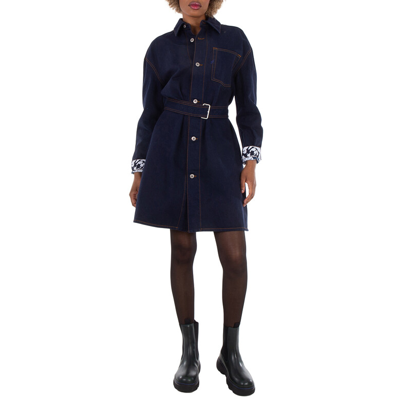 Burberry Japanese Belted Denim Shirtdress, Brand Size 10 ( US Size Burberry Japanese Belted Denim Shirtdress, Brand Size 10 ( US Size