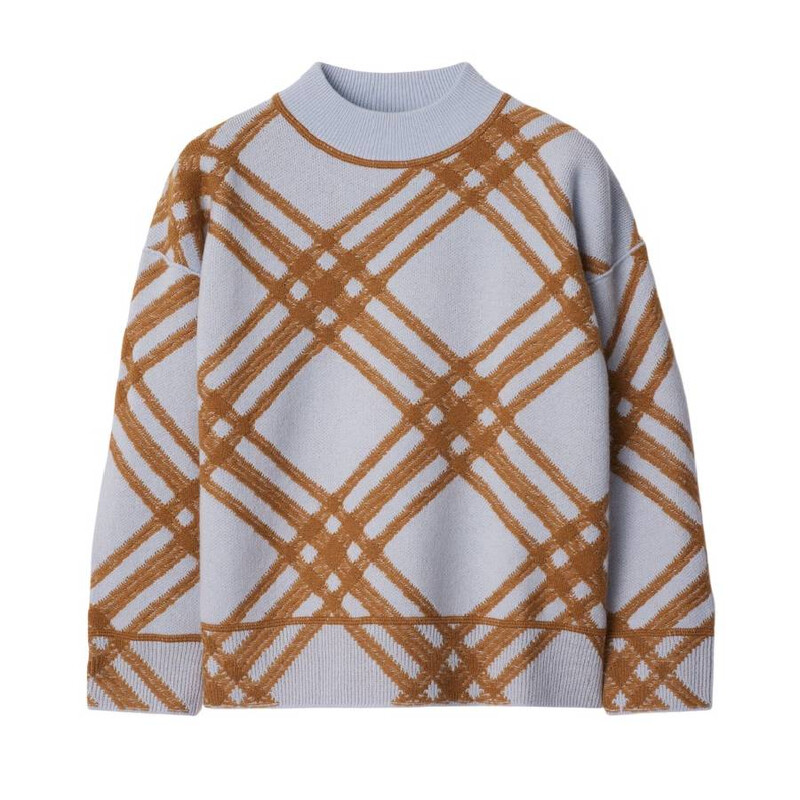 Burberry Kids Check Pattern Wool Blend Sweater, Size 4Y 8089152