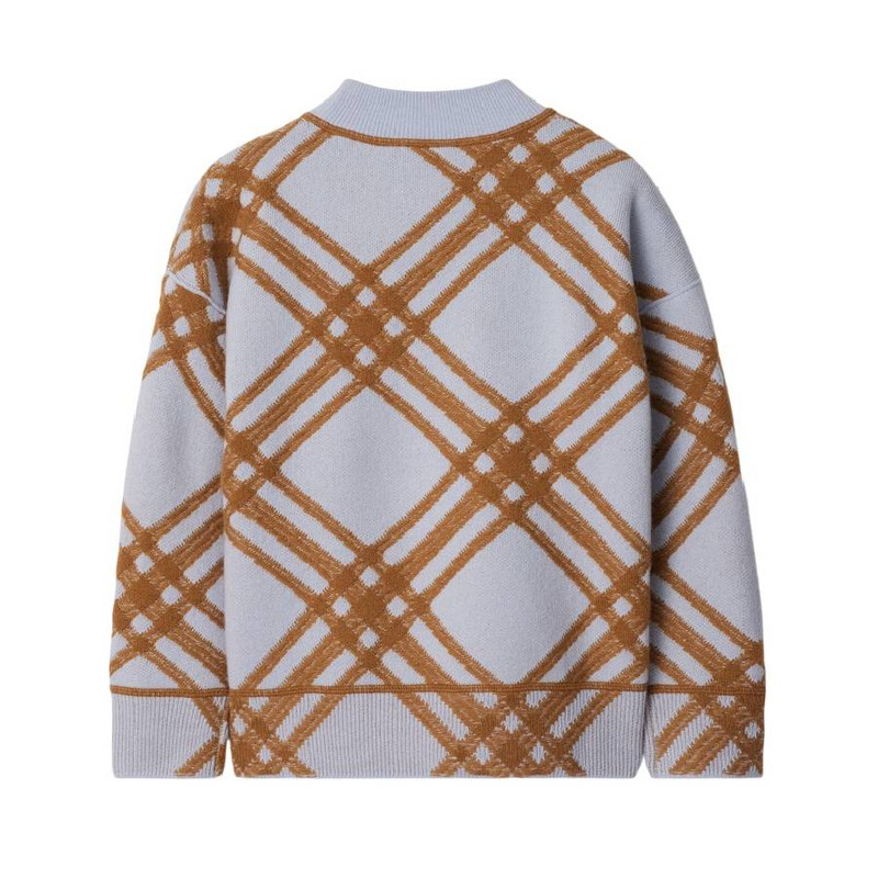 Burberry Kids Check Pattern Wool Blend Sweater, Size 4Y 8089152
